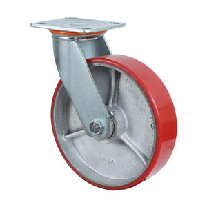 Hochwertige 500kg Tragfähigkeit Industrie Gusseisen kern <span class=keywords><strong>Red</strong></span> <span class=keywords><strong>Pu</strong></span> Swivel <span class=keywords><strong>Caster</strong></span> Lock Wheels - Product Image 3