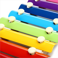 Wooden Eight-Note Xylophone 6-Piece Children's Toy Building Blocks Early Education Percussion Instrument 8 Scales Movie TV Color