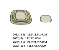 Service de vaisselle carré en mélamine durable pour la maison, motif vert, 4 pièces, assiettes classiques pour les fêtes