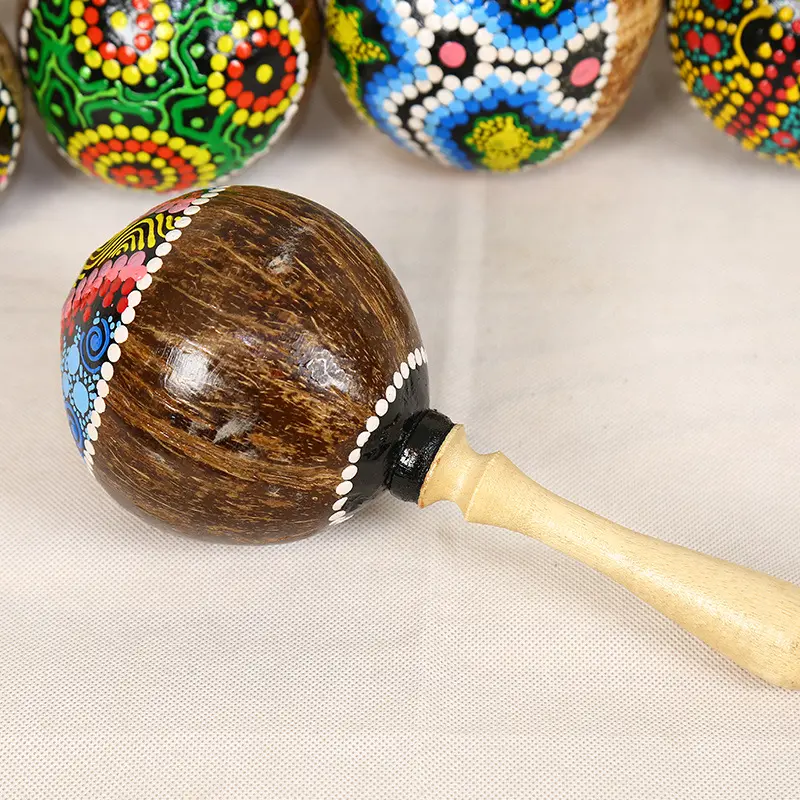 Music Toy Shell Color Painted Natural Coconut maracas percussion instrument