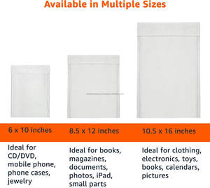 Enveloppes à bulles écologiques biodégradables GTU 8,5x12 pouces, enveloppes rembourrées en poly blanc, épaisseur 140 g/m², solides pour l'envoi postal - Product Image 6