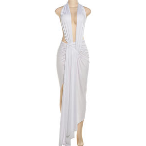 गर्मियों की नई स्ट्रीट शैली महिलाओं ने सेक्सी स्लीलेस हैल्टर गर्दन के बैकलेस हाई-कमर वाली पोशाक - Product Image 2