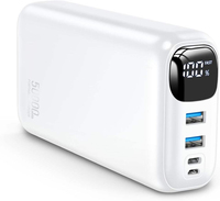 Batterie externe portable 5000 mAh, chargeur rapide QC PD 22,5 W, 3 sorties, 2 entrées, écran LED numérique, mini batterie externe