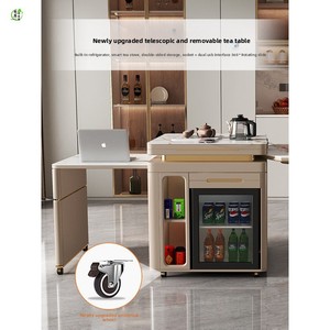 Mesa de comedor extensible con plato giratorio inteligente, de lujo ligero, multifuncional, con juego de sillas de acero para té, diseño extensible para la isla. - Product Image 3