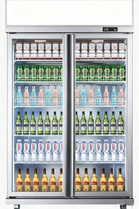 Réfrigérateur de présentation Nuelead NE-860CL à deux portes vitrées, refroidissement par air, avec éclairage, contrôle numérique de la température et 4 roues - Product Image 2