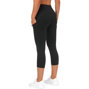 Pantalon de yoga capri à taille haute FOXA avec poches, leggings de sport pour femme, effet ventre plat - Product Image 4