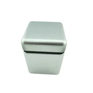 Caja de lata de té cuadrada con tapas dobles, esquinas redondeadas y caja de regalo de papel