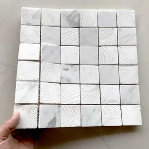 Mosaico de piedra de mármol blanco de decoración de pared de calidad china