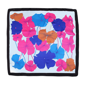 Women's Custom Packaged <b>Floral</b> Chain Printed Square Silk Satin Hijab Scarf High Quality Polyester for Summer Use With <b>Ties</b> - Product Image 3