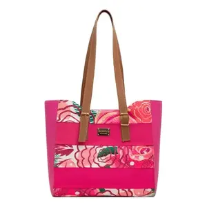 Bolso Tote de Yute para Mujer Fana Elio Fiusha, Asas Color Fucsia, Cierre de Broches, Bolso de Moda para Uso Diario, Todas las Temporadas, Vegano - Product Image 3