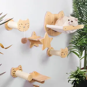 Holz Aktivität Regal Haustier Möbel Katze Klettergerüst Schritte Wand montiert Katze Regale aus Holz