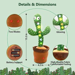 Dancing Cactus Toy Electronic Dancing Cactus Toy With Lighting Singing Cactus Recording and <b>Repeat</b> Your Words - Product Image 4