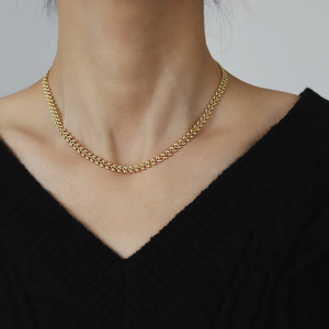 Collier ras du cou unisexe en acier inoxydable plaqué or 18 carats, motif blé, chaîne serpent, tendance, pour mariage, cadeau religieux - Product Image 1