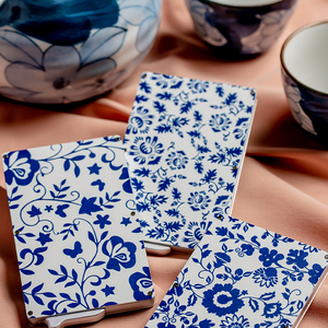 Porte-cartes de crédit fin en aluminium, motif floral bleu, 4 pouces, sans fermeture, avec blocage RFID - Product Image 5