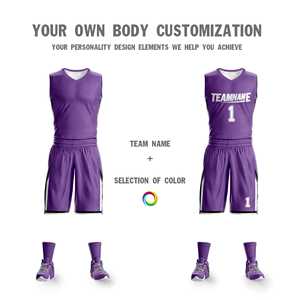 Maillot de basket-ball personnalisé, design double face, violet et blanc, vêtements de sport - Product Image 5