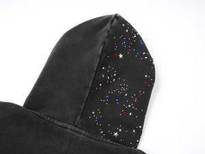Sweat à capuche surdimensionné pour homme, impression personnalisée, vente en gros, haute qualité, streetwear décontracté, sweat à capuche orné de strass - Product Image 2