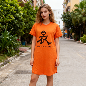 Nhà Máy Giá Bán Buôn Tùy Chỉnh Ngắn Tay Áo T-<span class=keywords><strong>Shirt</strong></span> Của Phụ Nữ Áo Sơ Mi Giản Dị Ăn Mặc Crew-Neck Loose Top TEE Áo Sơ Mi Dresses Cho Phụ Nữ - Product Image 1