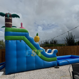 Tobogán acuático inflable comercial Flamingo Toboganes De Agua Tobogán inflable de piña de alta calidad con <span class=keywords><strong>piscina</strong></span> grande - Product Image 4