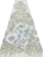 Tissu en dentelle de haute qualité brodé de fleurs luxueuses autrichiennes, 5 yards