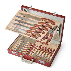 QANA fábrica OEM al por mayor mejor venta Japón conjunto de cuchillos de cocina cuchillo de carne <span class=keywords><strong>25pcs</strong></span> Damasco cuchillo de chef con caja de cuero - Product Image 1