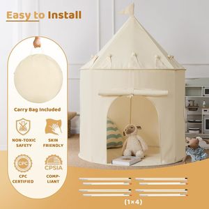 Tente de jeu respirante en tissu peau de pêche à 6 côtés avec fenêtres latérales, tapis souple et sac de transport pour la décoration de salle de classe ou de fête prénatale - Product Image 2