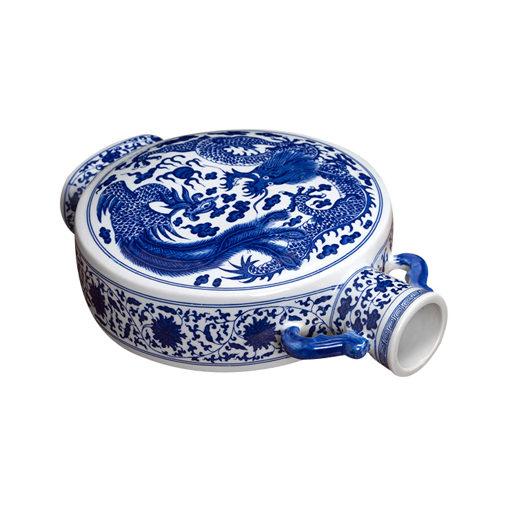 清代花瓶双耳龙仿古瓷器青花龙凤图案中国花瓶| Alibaba.com