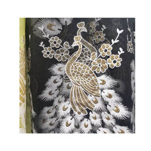 Broderie conception robe tissu paon doré imprimé <span class=keywords><strong>maille</strong></span> tissu petites filles fraîches robes dentelle impression tissu - Product Image 2