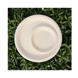 STAVIAN Personalizable 100% Biodegradable Plato redondo desechable a base de plantas Ecológico Blanco Marrón Tamaños 6 Pulgadas Más vendidos - Product Image 1