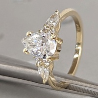 Bague de fiançailles en or massif 10K/14K/18K avec trois pierres en forme de poire de 0,5 à 3 carats, diamant de laboratoire cultivé, certifié IGI, CVD/HPHT, sur mesure