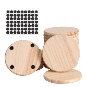 Unfertige Holz untersetzer runde Holz scheiben Untersetzer Holz mit rutsch festen Schaumstoff aufklebern