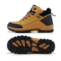Bottes de randonnée mi-montantes vert armée pour hommes, en cuir et maille, avec embout en caoutchouc, pour usage extérieur, vente en gros