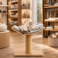 Hamac de sommeil pour chat de qualité supérieure avec support robuste pour griffer, coussin rembourré doux et base en bois élégante