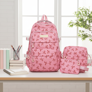 Mochila Personalizada de Moda para Estudiantes, Impermeable, de Nailon, con Lazo, Gran Capacidad, Cierre de Cremallera - Product Image 6