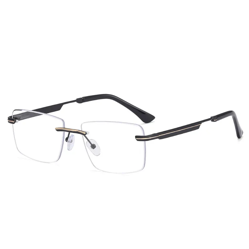 2023 Fashion Hot Selling Unisex Eyeglasses Classic Retro Metal Rimless Frame Anti Blue Light Square Optic Glasses Frame