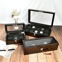 Boîte de rangement de luxe en bois multi-emplacements à finition brillante avec fenêtre en verre pour collectionneurs de montres