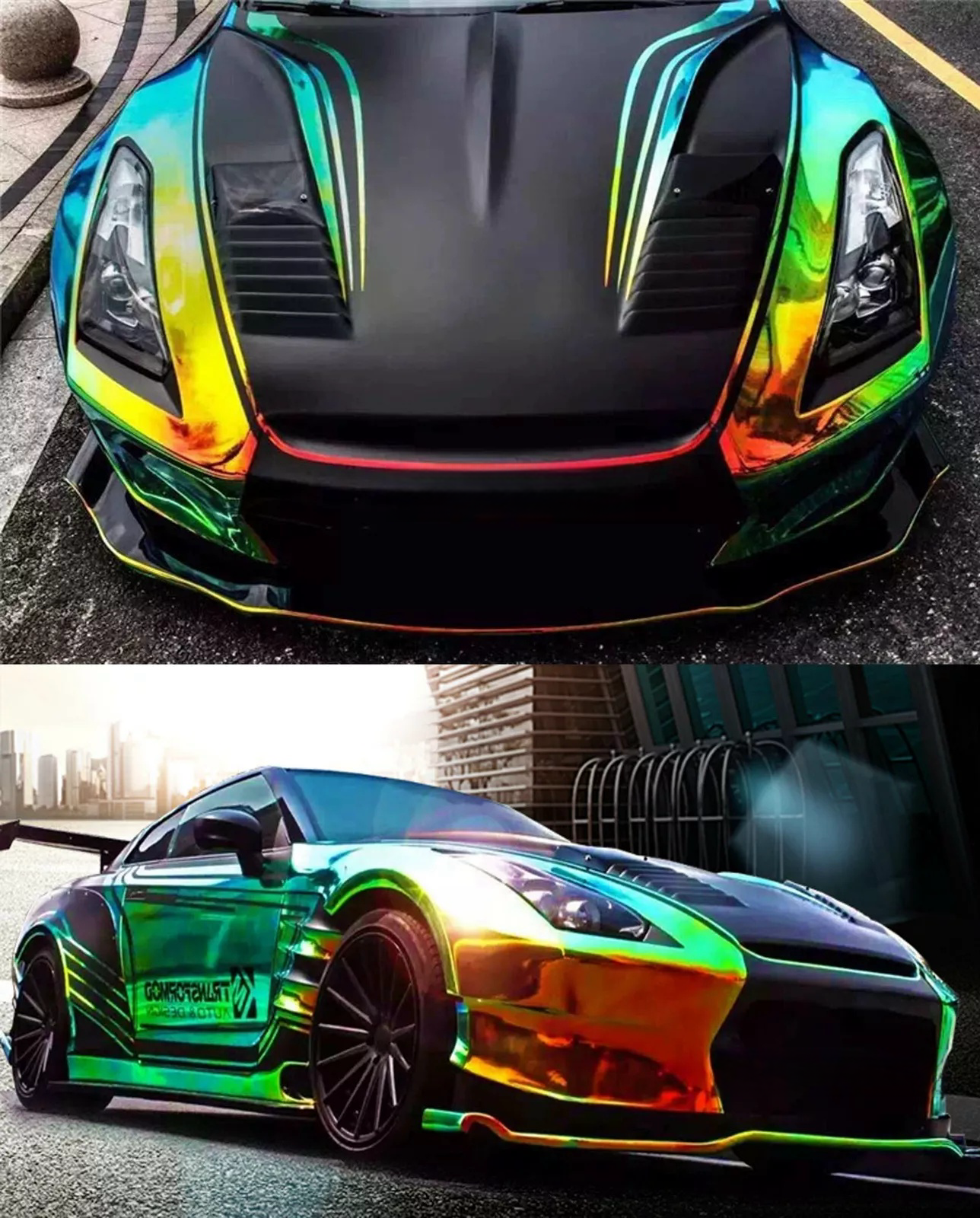 Chrome Mirror Yellow Green