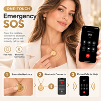 Collier Alarme Personnelle, Bijou Intelligent, Pendentif SOS avec Localisation GPS, SMS et Appel d'Urgence pour Femmes