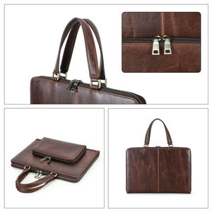 Borsa per Laptop in Vera Pelle Vintage Portatile di Grande Capacità con Tasca Personalizzabile per Viaggi d'Affari Macbook Pro 14 CF3067 - Product Image 3