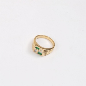 Creative Unique Crystal <b>Emerald</b> <b>Ring</b> Stainless Steel <b>Silver</b> Gold Plated Fashion square Shape Natural Stone <b>Rings</b> - Product Image 5