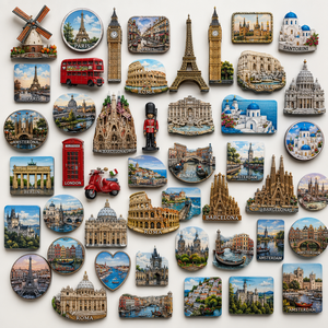 Colección de Imanes de Resina 3D Personalizados con Lugares Emblemáticos Europeos, Imanes de Refrigerador con Múltiples Formas de París, Londres y <span class=keywords><strong>Roma</strong></span>, Recuerdo de Viaje para Tiendas de Regalos - Product Image 1