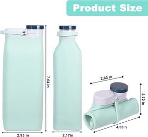 Bouteille d'eau de sport pliable réutilisable en silicone sans BPA, portable et étanche - Product Image 2