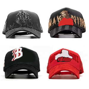 Biểu tượng tùy chỉnh Jesus 5 Bảng điều chỉnh mũ cong vành Mago Rhinestone da lộn màu đen G5 gorras ORIGINALES 31 Mũ x thô lỗ thức tỉnh - Product Image 1