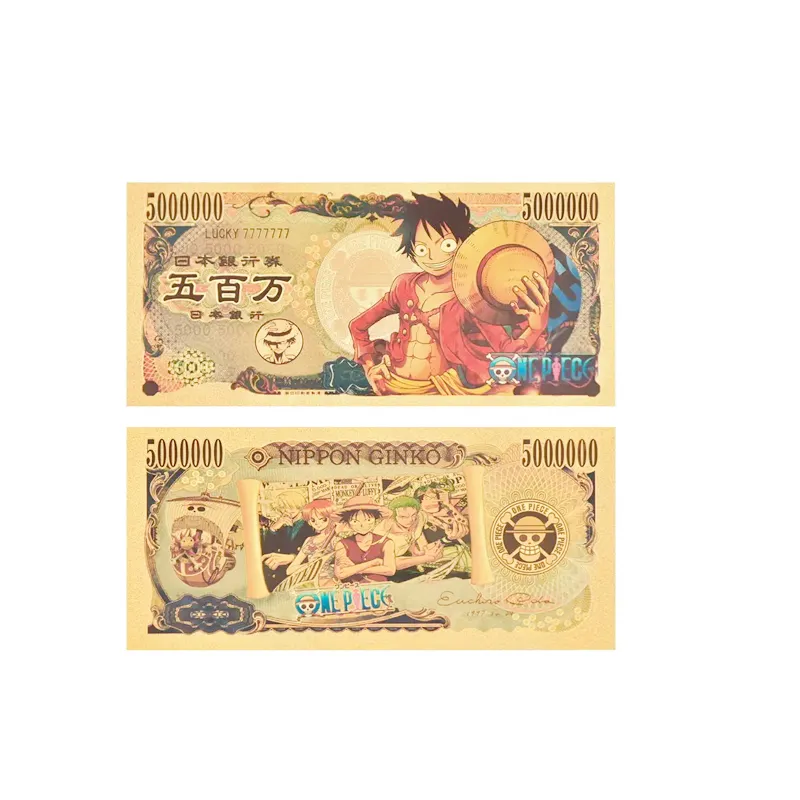 Hot-sale Japanese Gold Anime One Piece Monkey D Luffy Sanji Nico Robin Nami Sabo Shanks Banknote for Collection