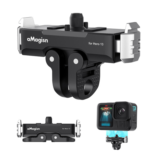 For 13 Black Magnetic Quick Release Base Mount Aluminum Alloy Extension Adapter Holder Bracket for GOPRO Hero 13 Accessory