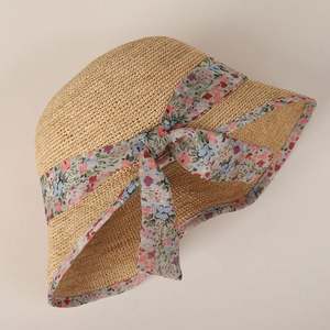 Nouvel Arrivage Chapeau de Soleil en Paille de Raphia de Haute Qualité pour l'Été, la Plage, les Voyages en Bord de Mer, Chapeau Souple avec Ruban Floral - Product Image 3