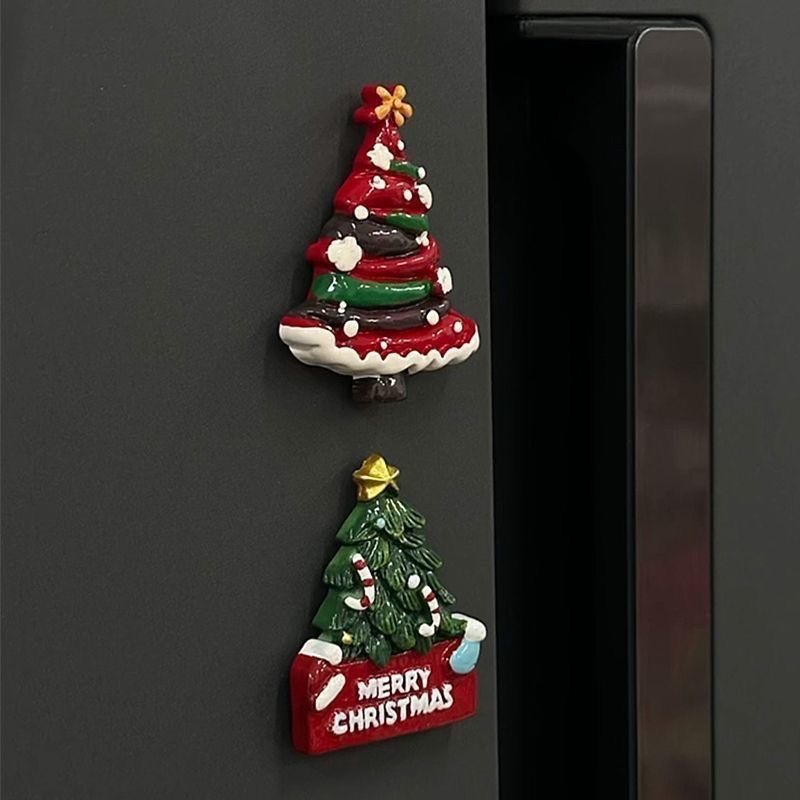 Aimant de réfrigérateur en résine, sapin de Noël 3D
