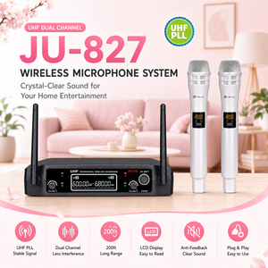 Micrófono Dinámico Inalámbrico de Mano JIN JUE JU-827 con Luces LCD, Cancelación de Ruido, Ligero y Portátil para Karaoke y Conferencias - Product Image 2