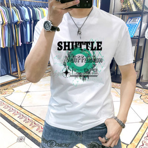 男士高品质宽松合身夏季t恤新款纯色基础潮流时尚上衣刺绣设计 - Product Image 1