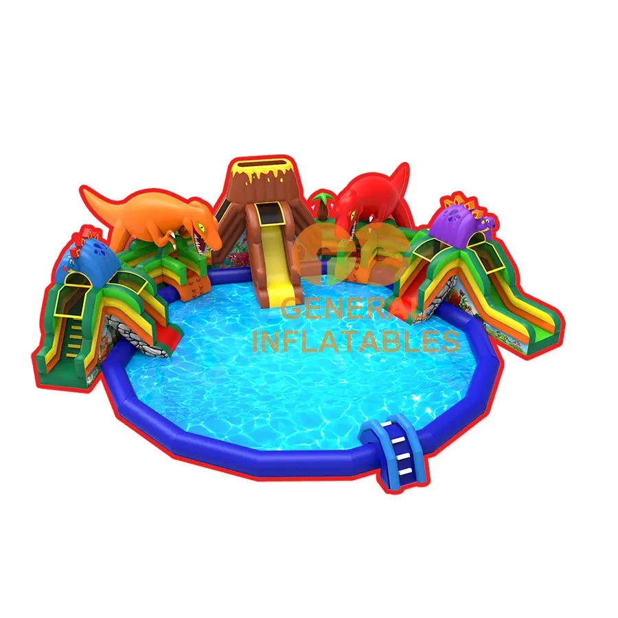 Надувной Динозавр для вечеринки, водный бассейн в реальном мире. Популярный водный парк для аренды летом для взрослых и детей