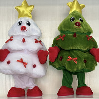 Jouets en peluche en coton PP pour arbre de Noël, avec fonctions de danse, chant, conversation et enregistrement, doublure en maille pour soulager le stress, vente en gros